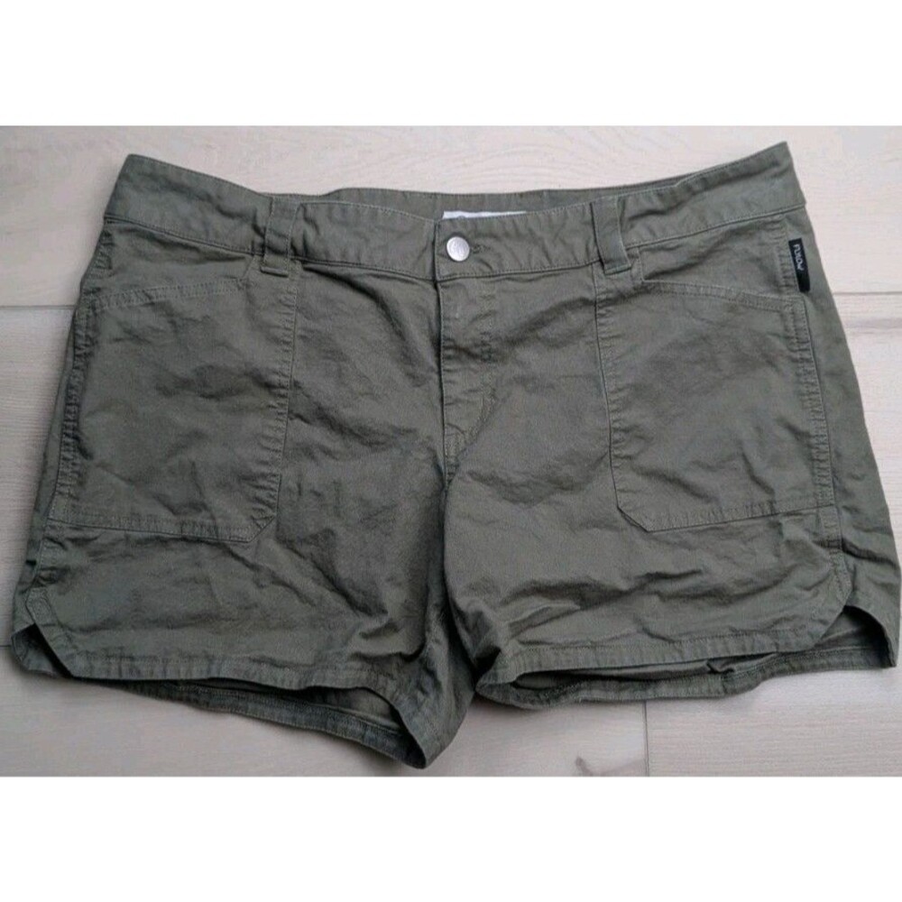 Flylow "Patsy" Gray Stretchy Cotton Canvas Chino Shorts Womens 14 Hiking Outdoor